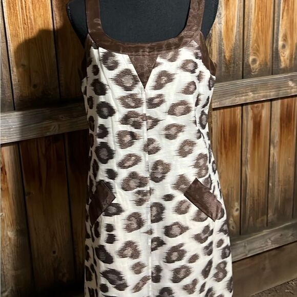 Diane von Furstenberg dress pockets cotton silk blend brown tan 10 FIRM on PRICE - Picture 3 of 5